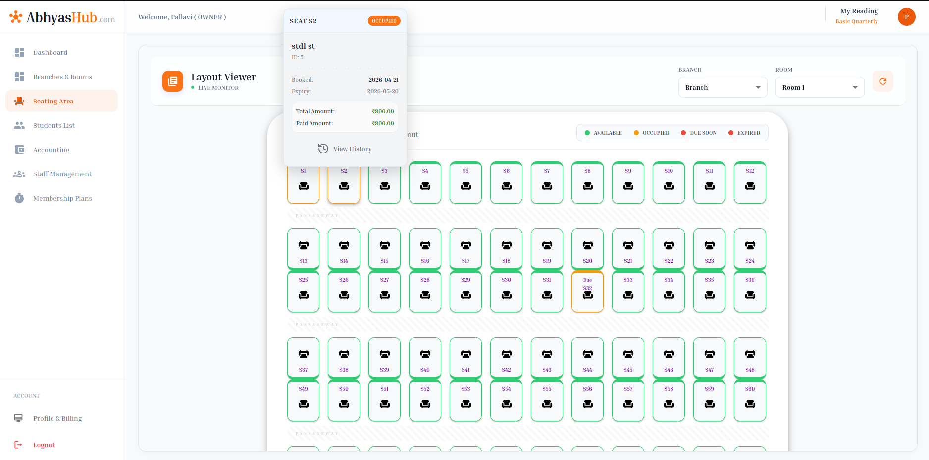 Reading Room Dashboard